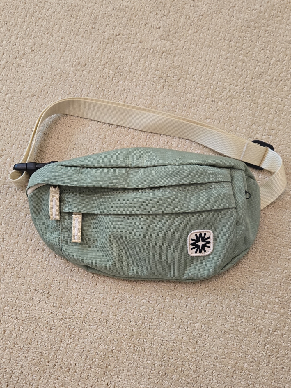 Crossbody Belt Bag in Sage with Cream Strap